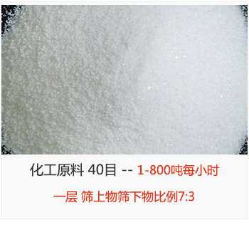 筛分化工原料  40目 产量“800-1吨用 一层塑料振动筛 筛上物筛下物比例7:3